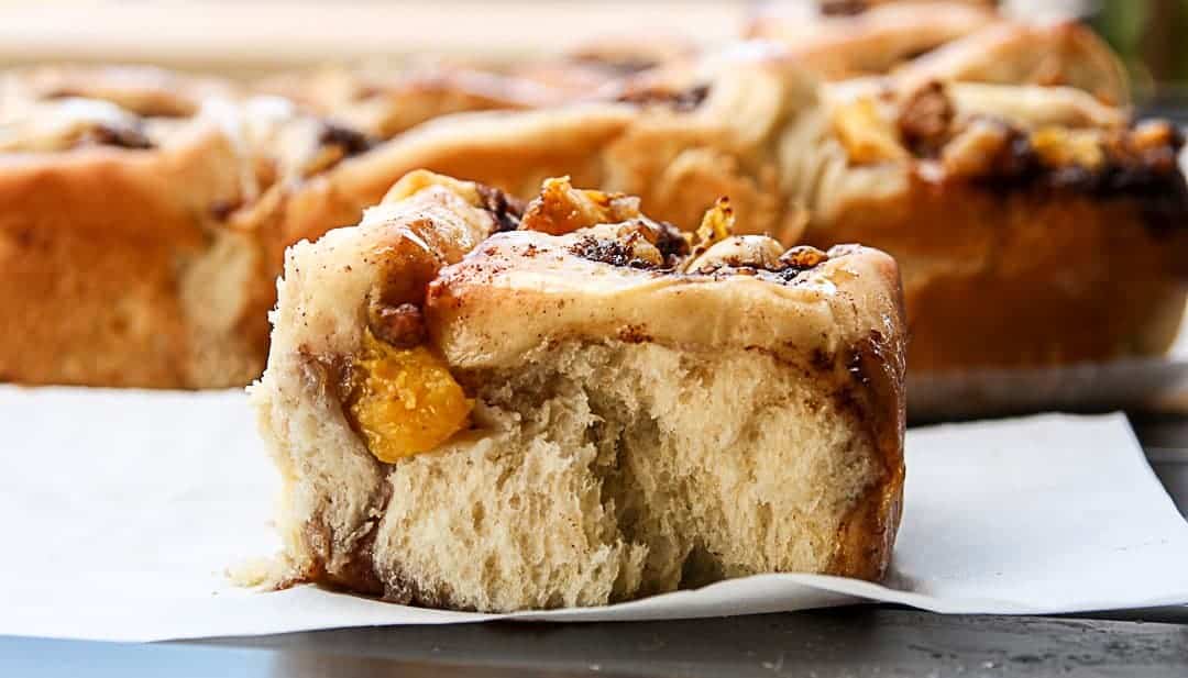 Peach Pecan Cinnamon Buns