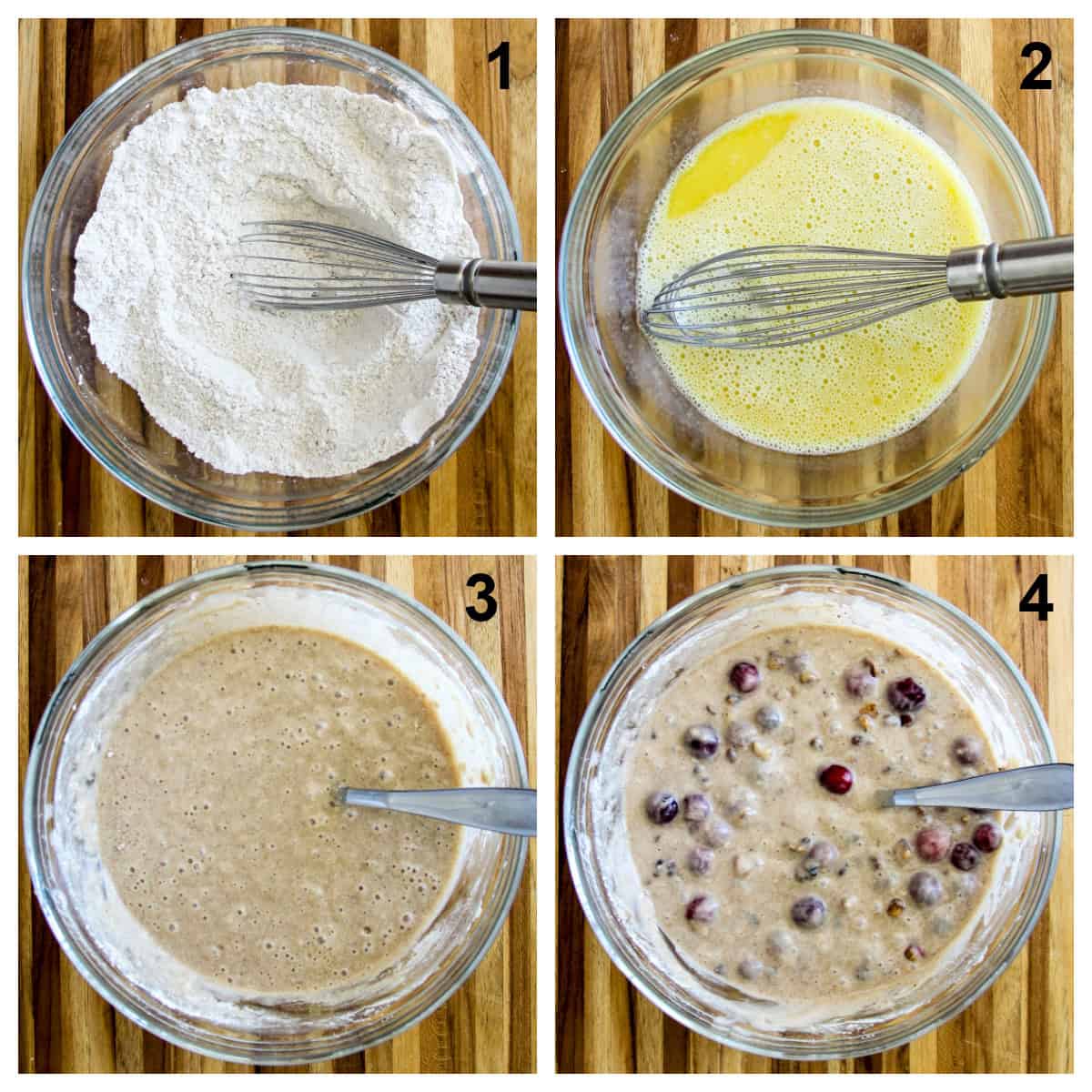 Four step by step photos of the recipe process.