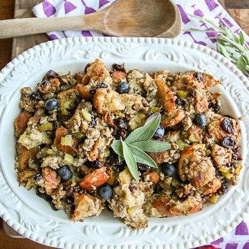 Blueberry Sourdough Turkey Sausage Stuffing
