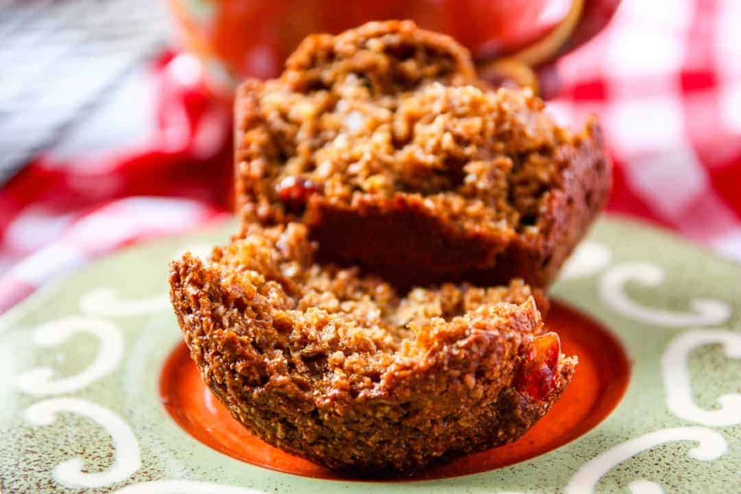 A close up of a muffin on a plate