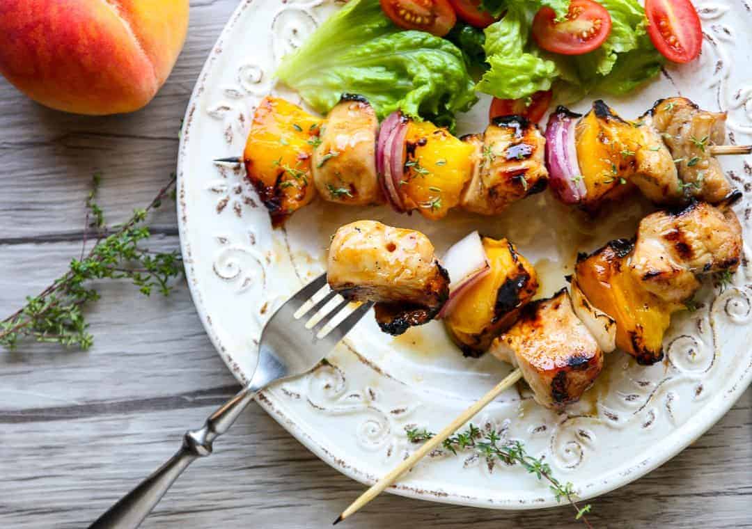 Whisky Chicken Peach Kebabs