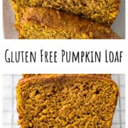 Three slices of gluten free pumpkin loaf.