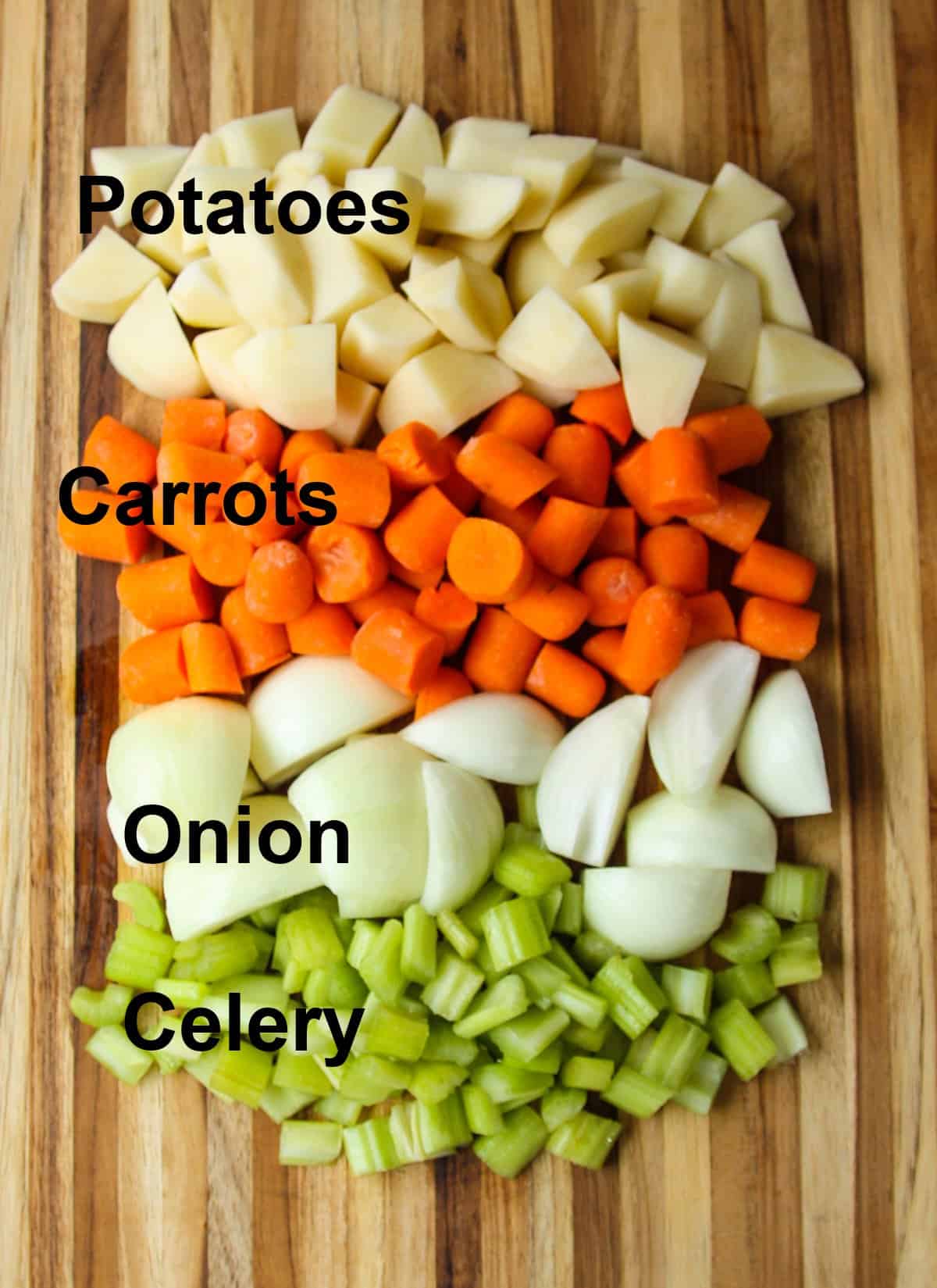 Cut vegetable ingredients for this recipe