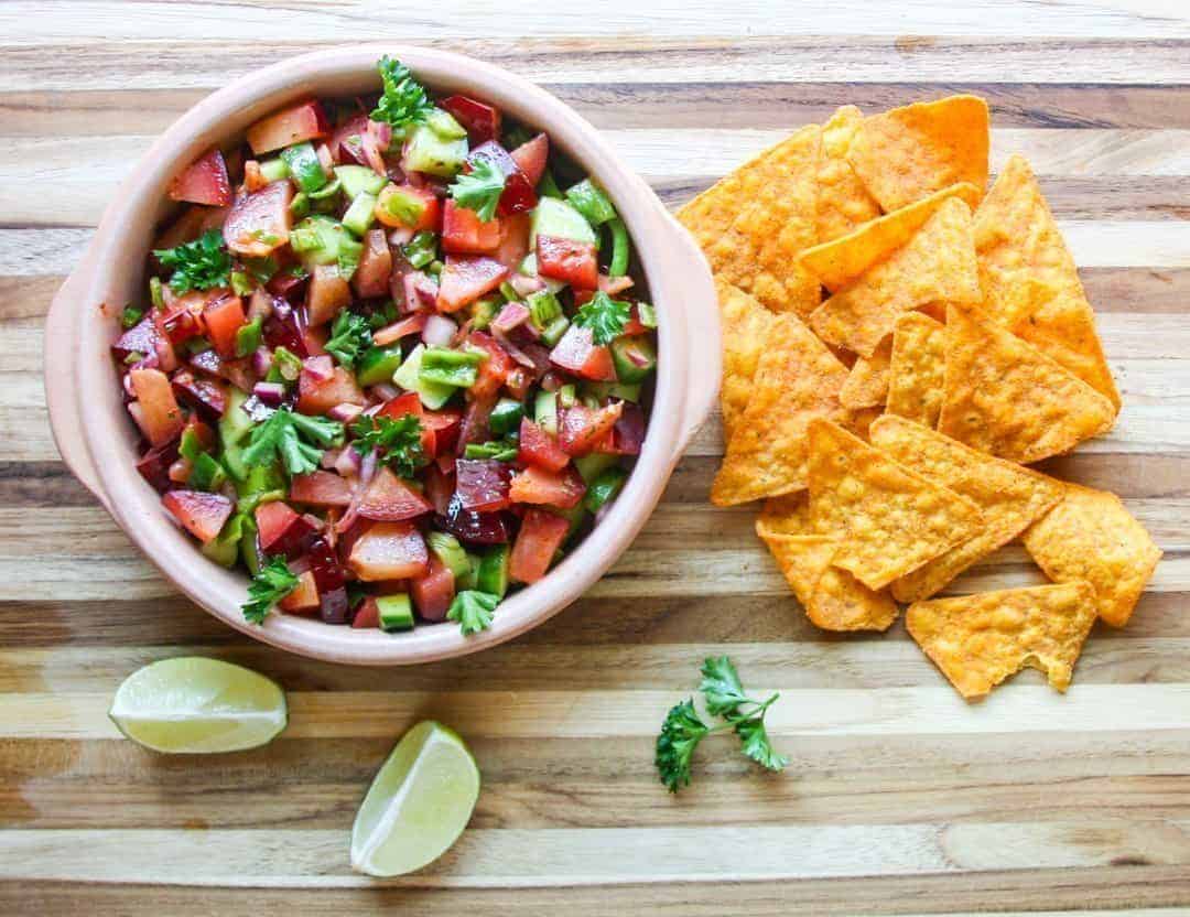 Plum Salsa with Tortilla Chips