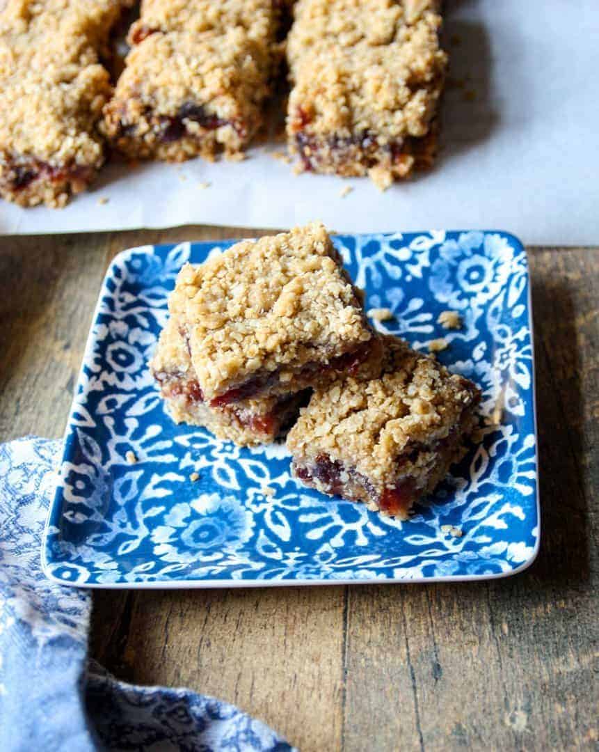 A plate with squares on a table