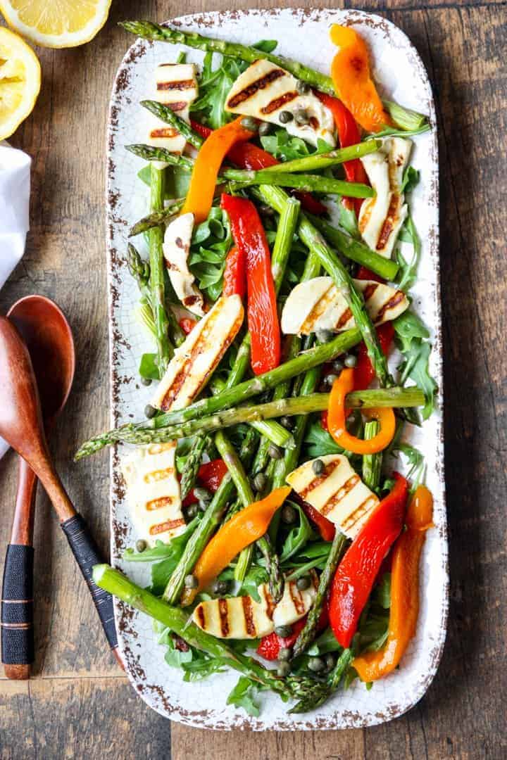 roasted vegetable salad on a platter