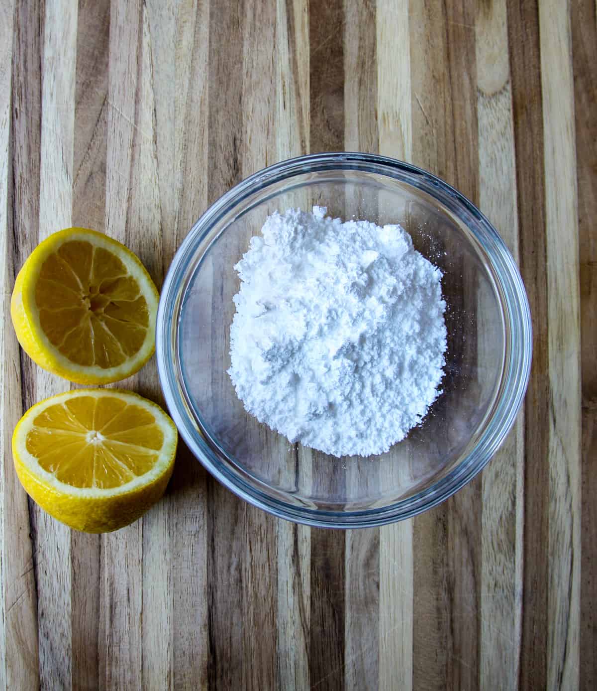 Ingredients to make the lemon glaze.