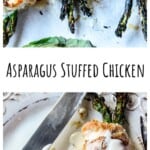 3 grilled chicken breasts stuffed with asparagus.