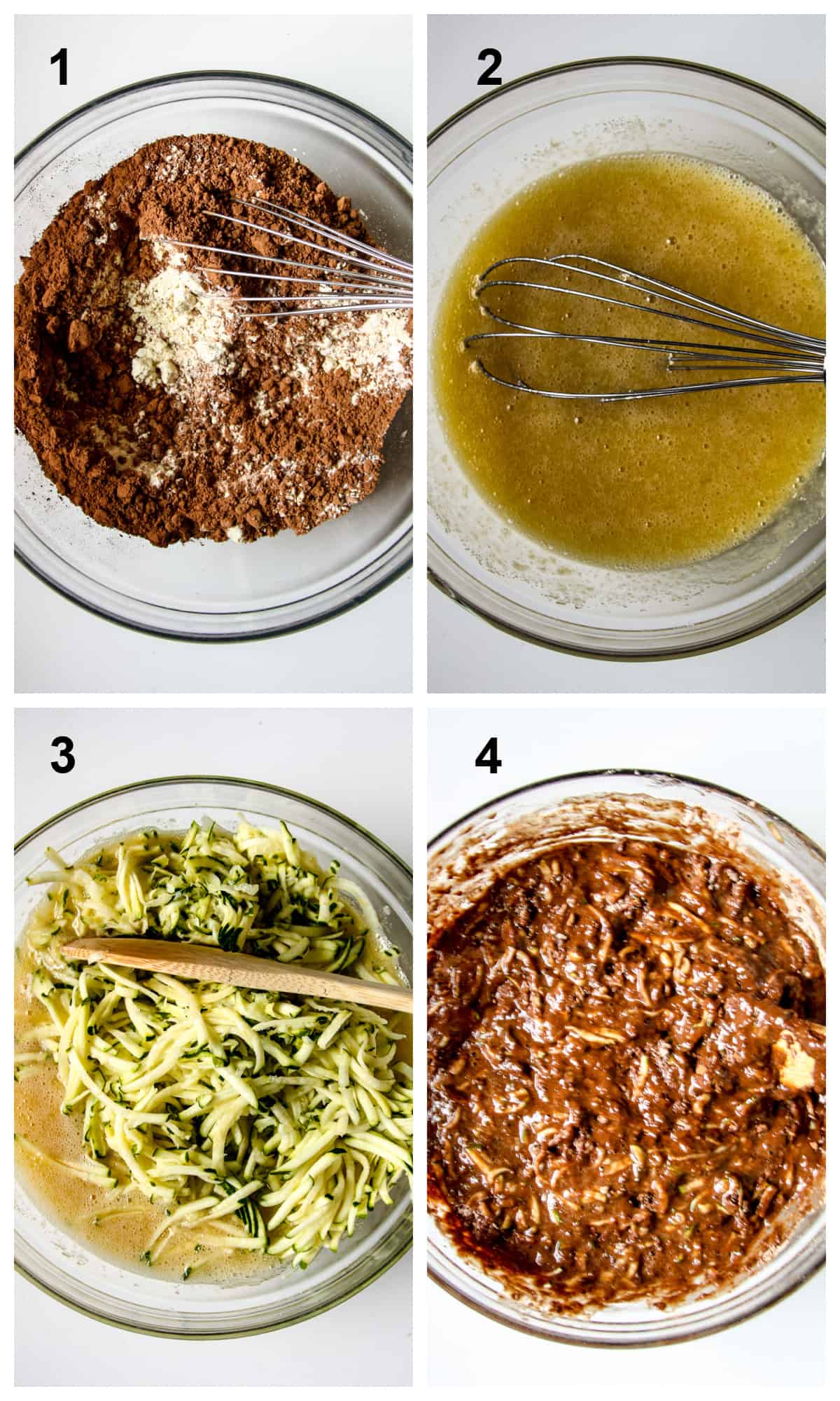 The first four steps for making the recipe.