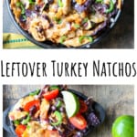 A pan of leftover turkey nachos.
