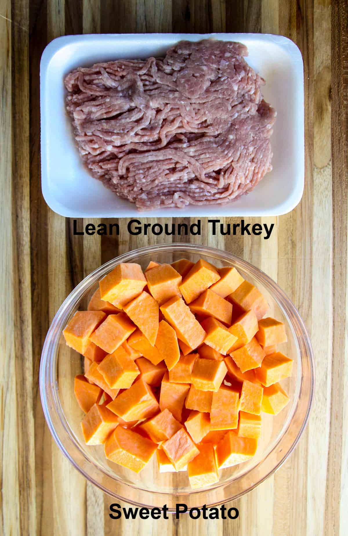 The main ingredients to make the recipe.