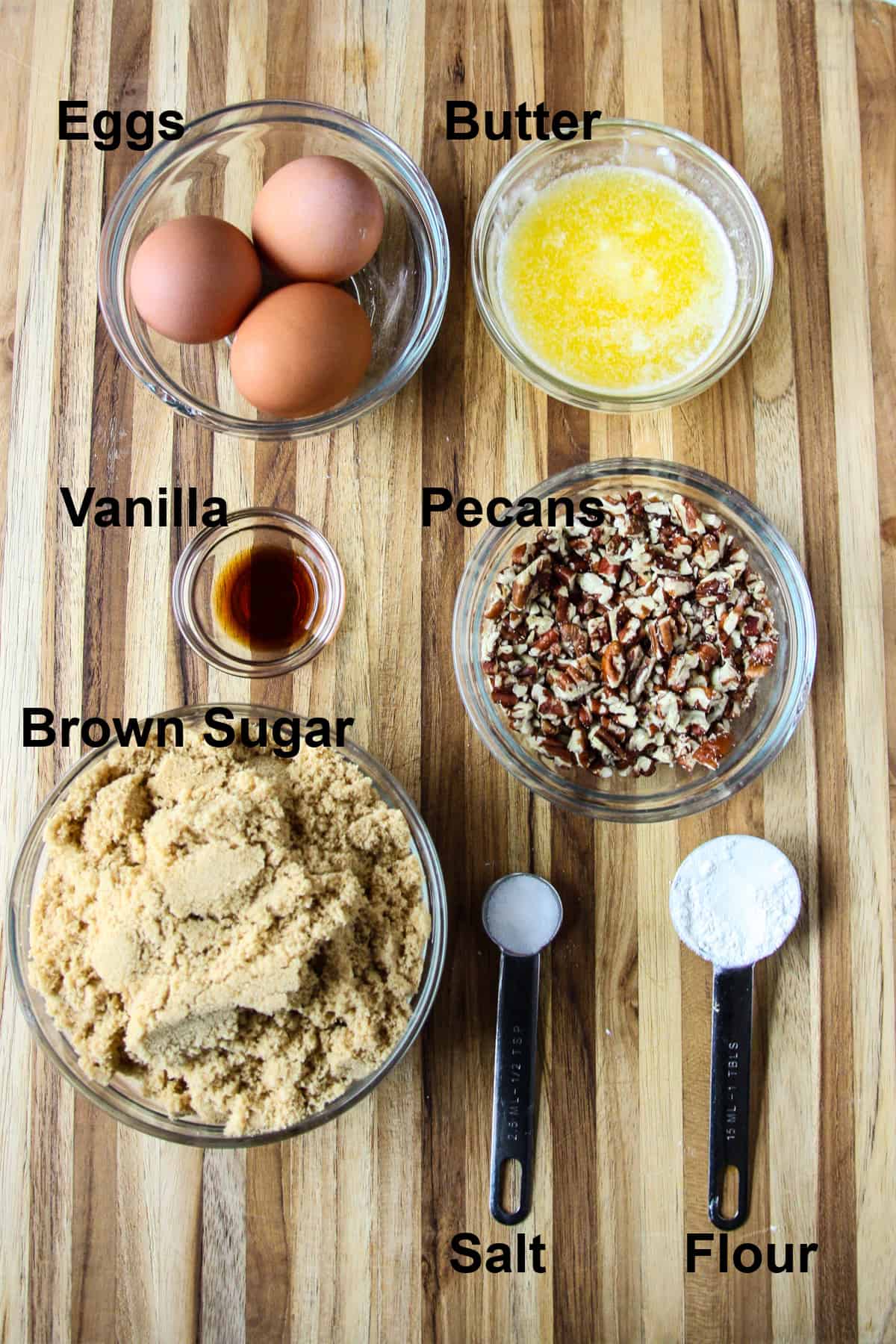 Ingredients for the butter tart filling.