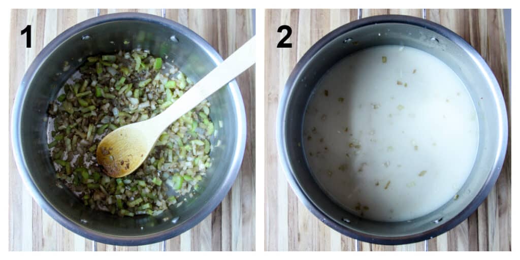 The first two steps of the recipe.