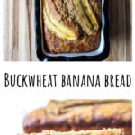 A baked loaf of buckwheat banana bread.
