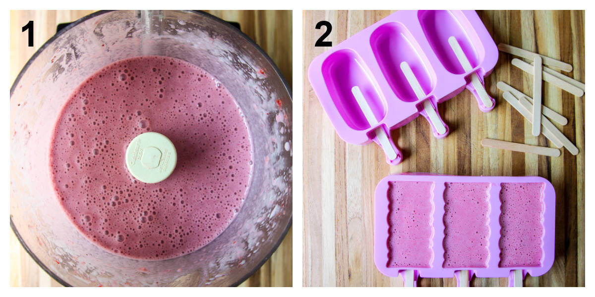The two steps required to make homemade popsicles.