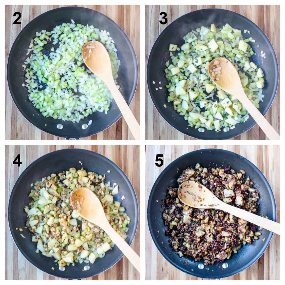 The four steps to making the squash filling.