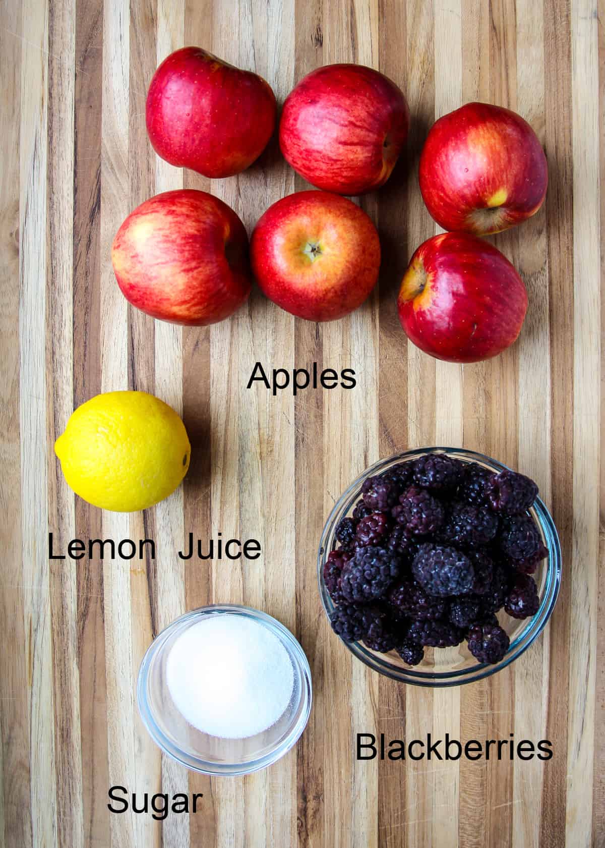 The ingredients for the fruit filling.