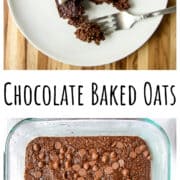Baked oats in a glass baking dish.