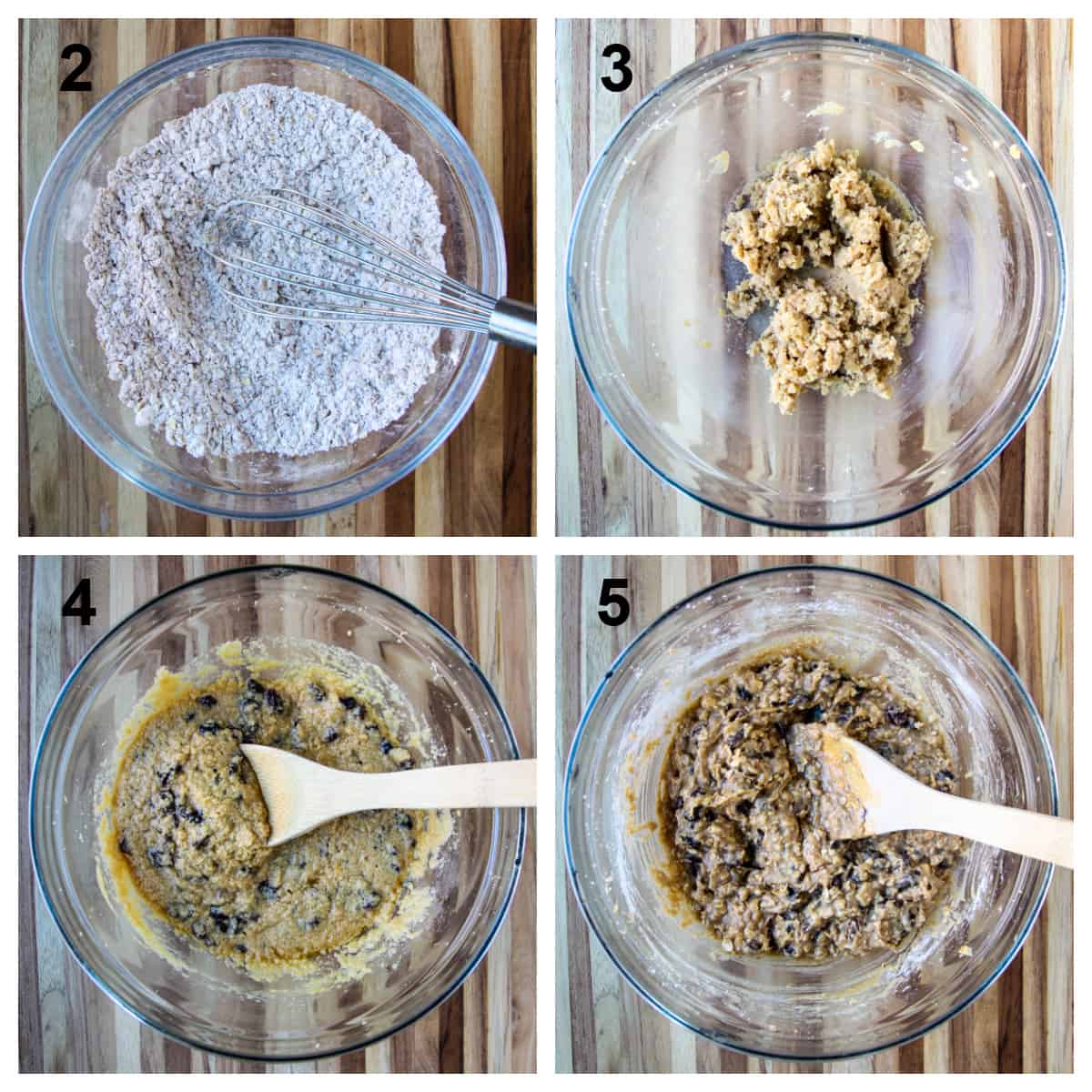 Four steps for making the cookie dough.