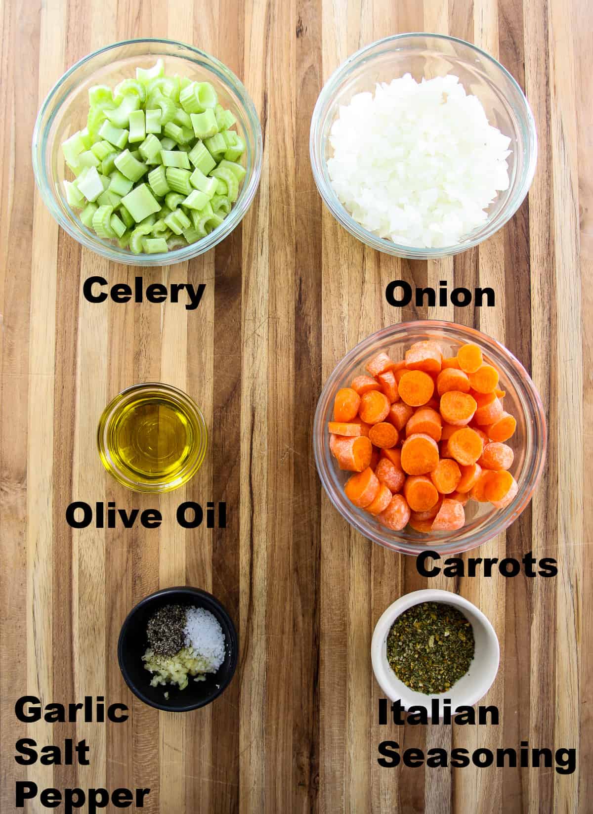 Some of the ingredients for making the minestrone soup.