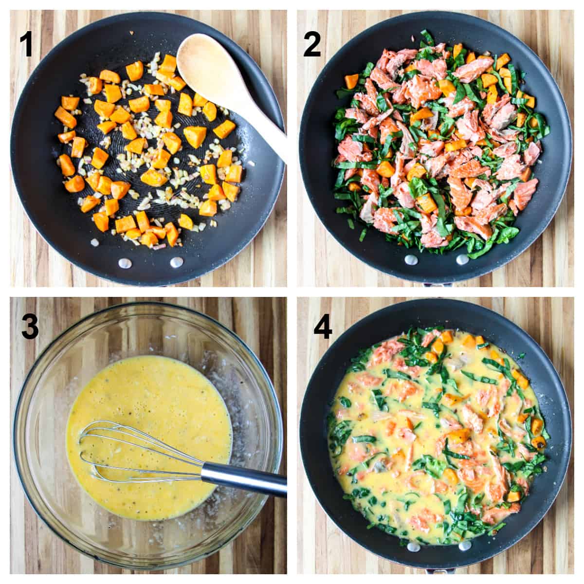 A step by step process view of the recipe being made.