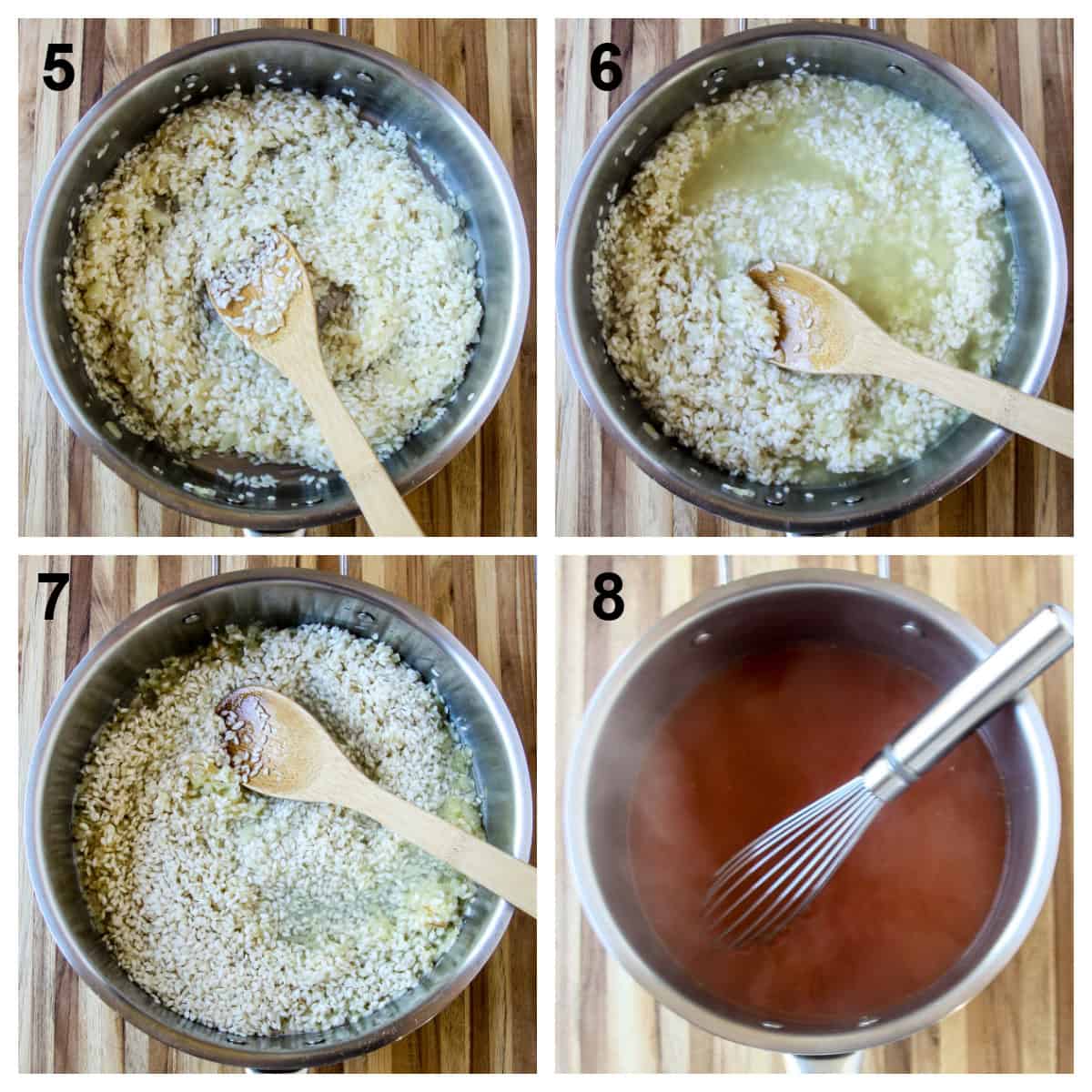 Steps five through eight of the recipe process.