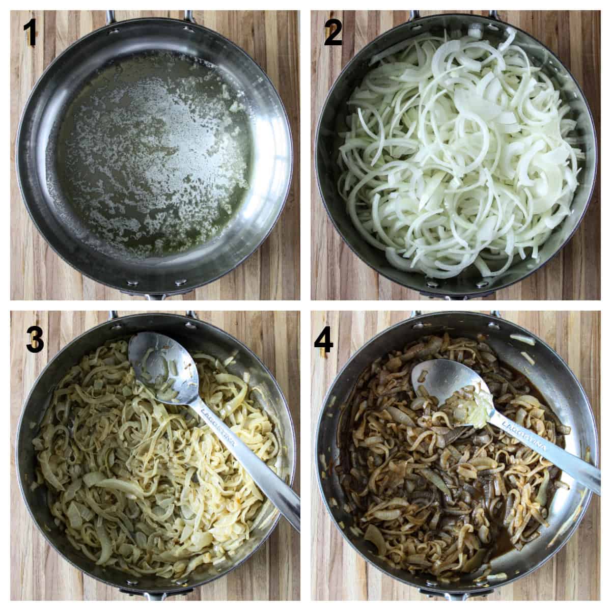 Steps one through four of the recipe process.